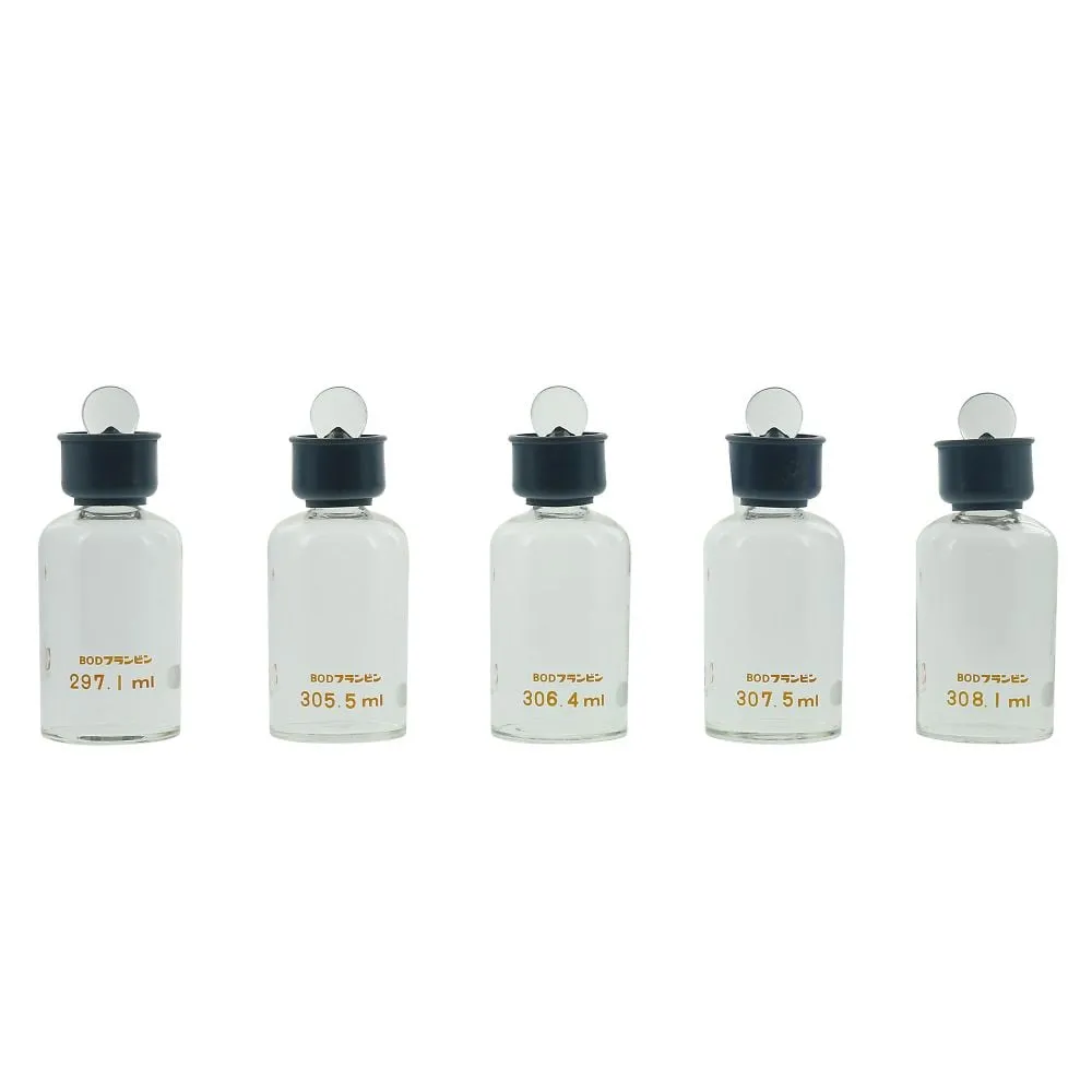65-3693-86 BOD Flan Bottle 300 mL with Rubber Collar (Grooved) 5 Pieces 080530-300A