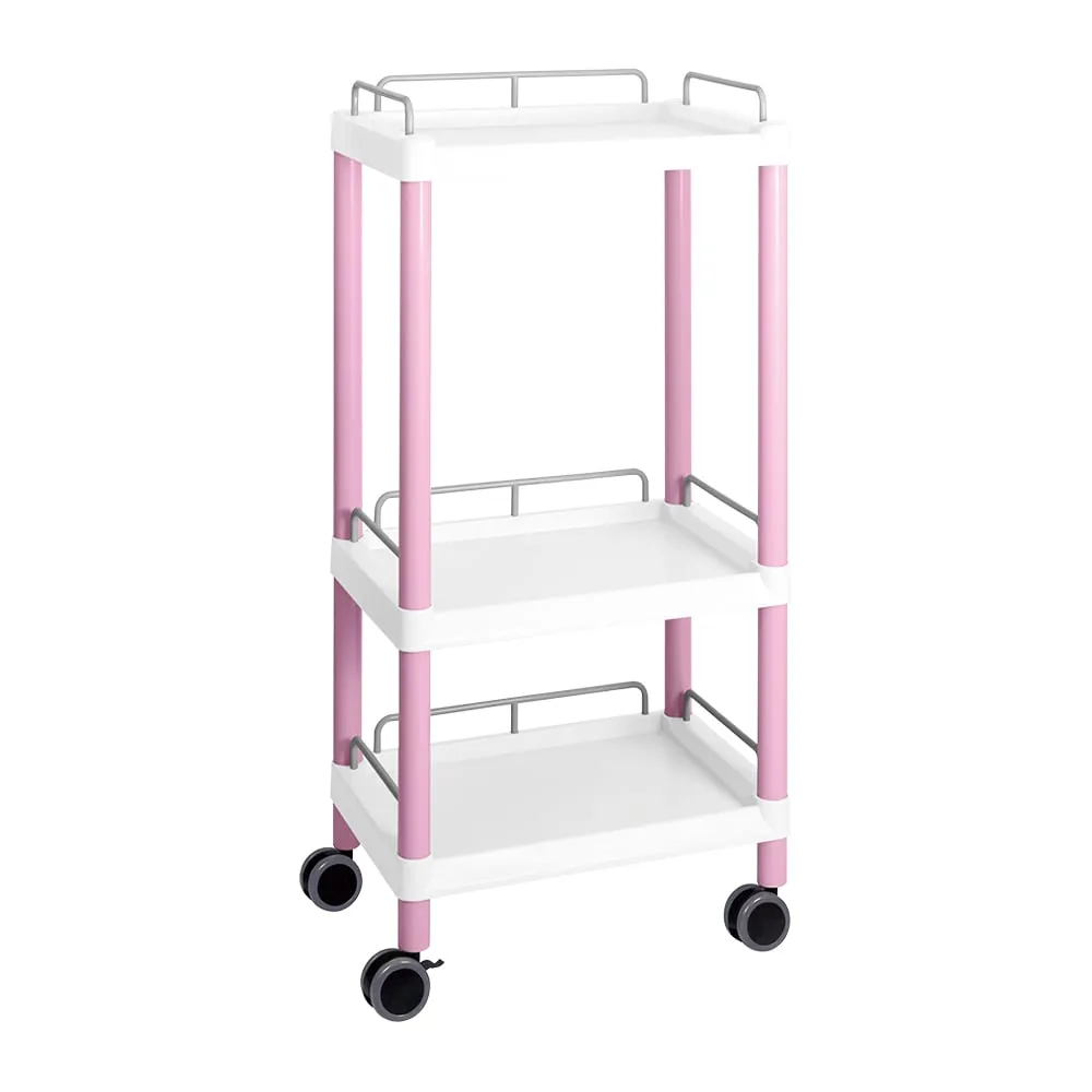 3-6642-08 Mobile Easy Cart (Tall Type/Regular 31) Pink 3 Stages Wiith Guard Frame ME31H