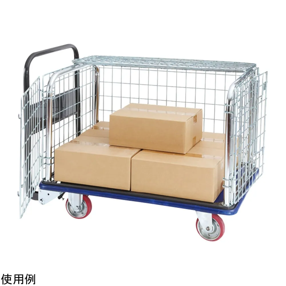 4-5176-01 Five-sided wire mesh enclosure cart with double doors, brake foot type NK300KL-G-ST