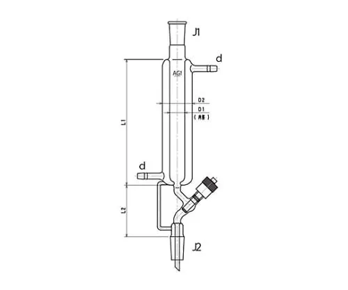 61-4713-31 Double-Pipe Chromatography Column with High Vacuum Greaseless Valve (Standard Taper Joint, Upper and Lower) 3842-10/300V-3L