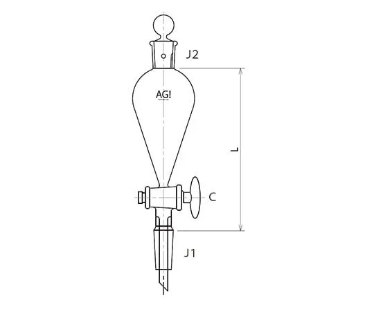 61-0186-45 Squibb Type Separatory Funnel with Sliding Glass Cock 30mL 3720-30-3L