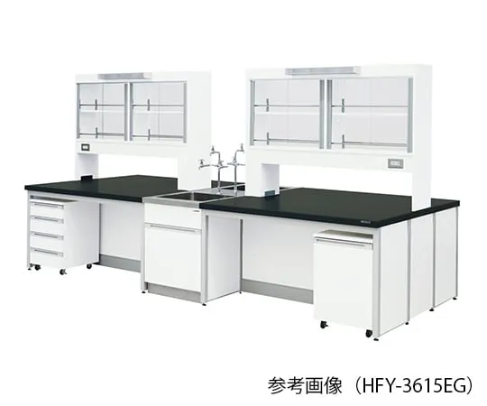 3-7852-01 Laboratory center bench (Frame Type) 2400 x 1200 xmm 800/1870 with glass doors and fluorescent lamps HFY-2412EG
