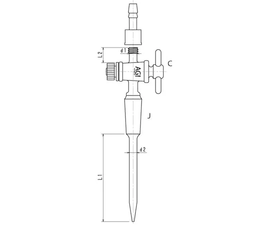 65-2346-11 Capillary Tube with PTFE Tap, PTFE Tap Water Connector Specification 15/25 3390-1L-W