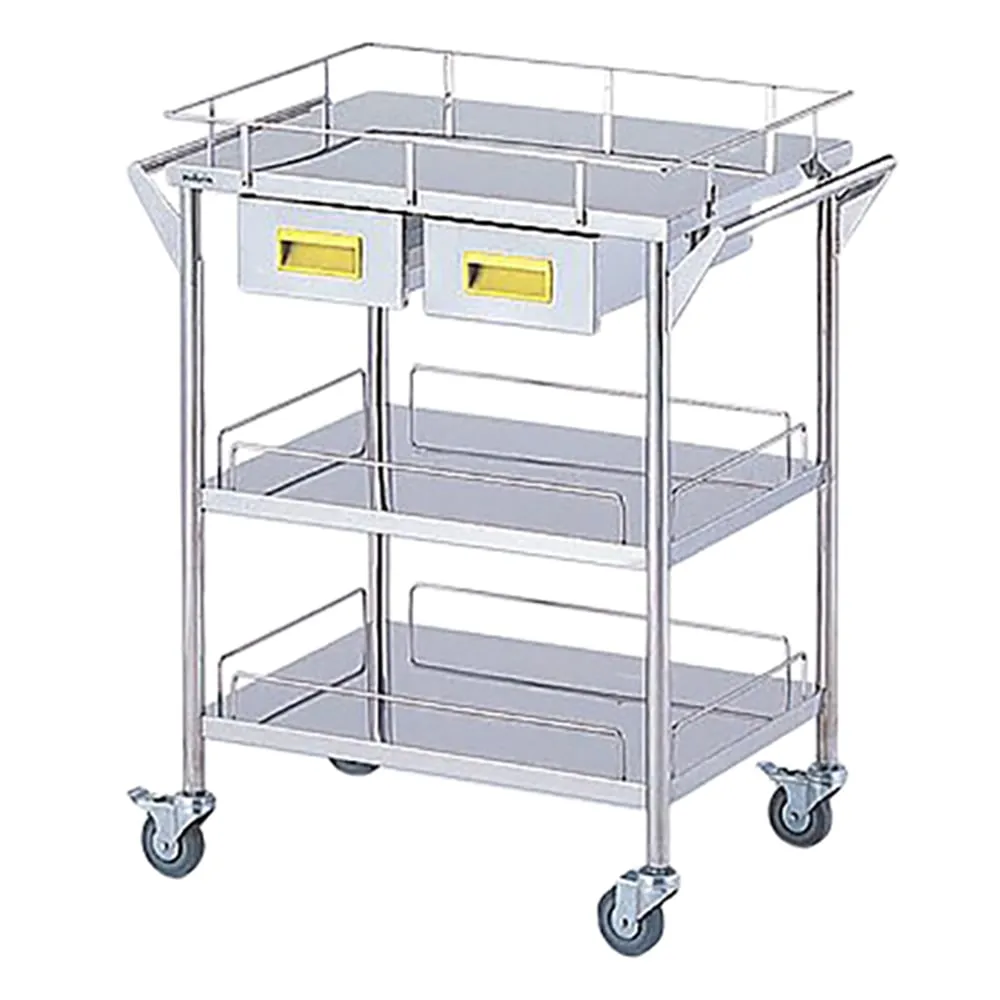 8-2530-02 Storage Stainless Steel Cart 3 Stages Knob Yellow 600 x 450 x 835mm CHS-3H-Y