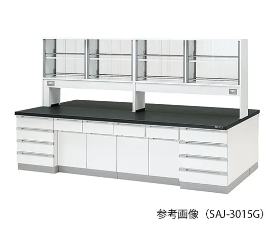 3-7775-01 Laboratory center bench (Wood Type) 1800 x 1200 x 800/1800mm with glass doors SAJ-1812G