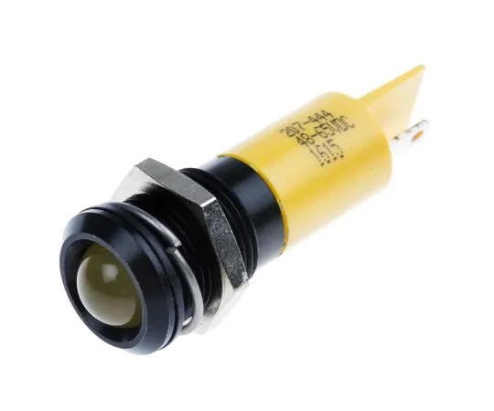 63-4586-05 RS PRO Yellow Indicator, 48 → 65 V dc, 14mm Mounting Hole Size, Tab Termination 207-444