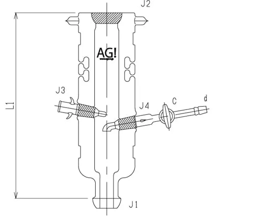 65-1839-46 Feed Adapter with Glass Cock Plating 35/25 230 mm 3580-H-P