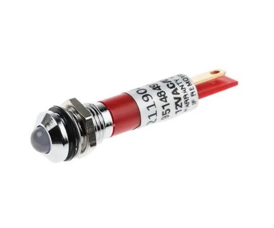 63-4587-52 RS PRO Red Indicator, 12 V, 8mm Mounting Hole Size, Solder Tab Termination, IP67 211-904