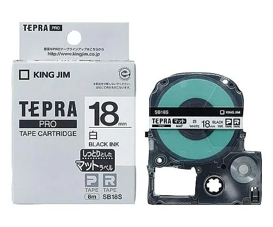 61-0602-01 Tepra PRO Label Printer Tape Cartridge Matte Label Black Characters On White 18mm Width SB18S