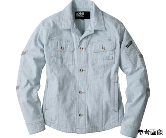 65-8429-17　［Discontinued］Long Sleeve Blouson Striped Blue 3L　2254-440-3L