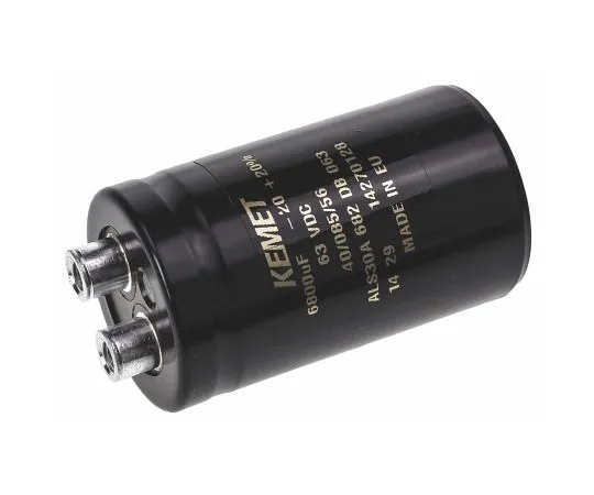 63-4778-09 KEMET 6800μF 63V dc Aluminium Electrolytic Capacitor, Chassis Mount 36 x 62mm +85°C 36mm 62mm ALS30A682DB063
