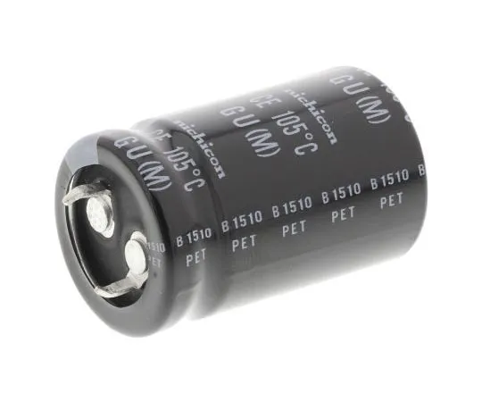 63-4845-37 Nichicon 470μF 200V dc Aluminium Electrolytic Capacitor, Through Hole 22 (Dia.) x 35mm +105°C 22mm 10mm LGU2D471MELZ