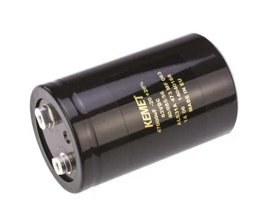 63-4778-34 KEMET 47000μF 63V dc Aluminium Electrolytic Capacitor, Stud Mount 66 x 105mm +85°C 66mm 105mm ALS31A473MF063