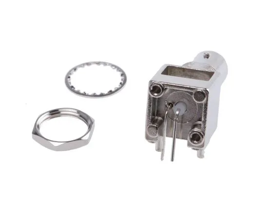 63-4875-02 RS Pro Right Angle 75Ω PCB Mount Bulkhead Fitting BNC Connector, jack, Nickel, Through Hole Termination 546-5143