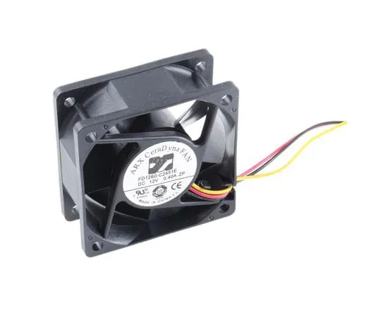 63-4830-90 ARX CeraDyna Series Axial Fan, 60 x 60 x 25.4mm, 55.6m³/h, 3.6W, 12 V dc FD1260-C2451E2AL