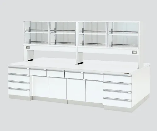3-3859-01　［Discontinued］Central Laboratory Bench Wooden White Type, Riser Type, with Reagent Shelf 1800 x 1200 x 800/1800　SAOE-1812W
