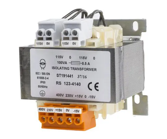 63-4668-94 RS PRO 100VA Isolation Transformer, 15 → 400V ac Primary, 115V Secondary 123-4140