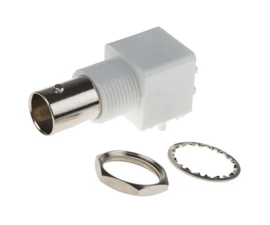63-4875-03 RS Pro Right Angle 75Ω PCB Mount Bulkhead Fitting BNC Connector, jack, Nickel, Through Hole Termination 546-5159