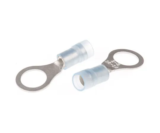 63-4750-44 RS PRO Insulated Crimp Ring Terminal, M8 (5/16) Stud Size, 1.5mm² to 2.5mm² Wire Size, Blue 267-3723