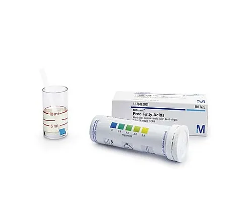 61-0315-25 Free Fatty Acid Measurement Principle: Test Strip 0.5-1-2-3 Mg/G KOH Mquant(TM) 117046 100Strips 1.17046.0001