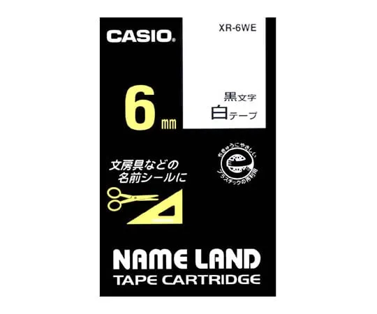 62-1062-28 Casio NAME LAND Label Printer Tape 6mm Width (White Ground/Black Characters) XR-6WE