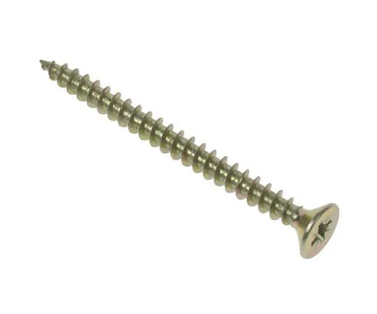 63-4690-65 Pozidriv Countersunk Steel Wood Screw Yellow Passivated, Zinc Plated, 5mm Thread, 90mm Length 144-3488