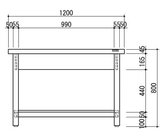 3-5805-01　［Discontinued］Workbench (With Lower Table) 1200 x 750 x 800mm　KSC-1200