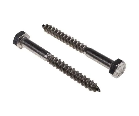 63-4691-25 Hex Stainless Steel Wood Screw, A2 304, 8mm Thread 144-3555