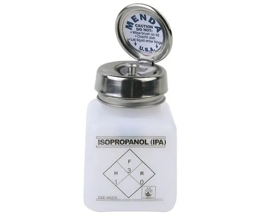 64-2944-04 Natural Square HDPE Bottle with One-Touch Pump, Printed "Isopropanol" 35396