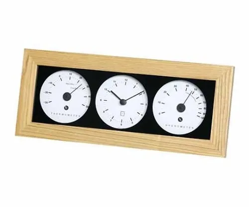 61-6864-64 Livi Woody Thermo-Hygrometer 122 x 292 x 38mm 530G (Gift Box) Natural LV-4300