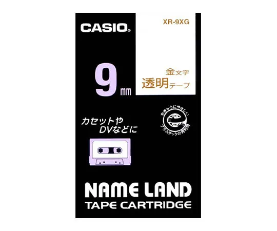 62-1062-97 Casio NAME LAND Label Printer Tape 9mm Width (Transparent Ground/Gold Characters) XR-9XG