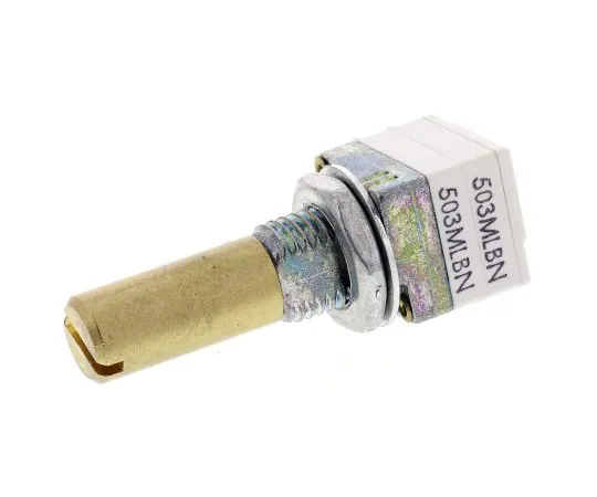 63-4838-44 Vishay 2 Gang Rotary Conductive Plastic Potentiometer with a 6 mm Dia. Shaft, 50kΩ, ±20%, 0.025W, Logarithmic P9A2R100FISX1503ML