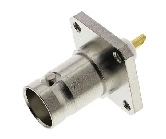 63-4755-96 Radiall R141 Series Straight 50Ω Flange Mount Bulkhead Fitting BNC Connector, jack, Nickel, Solder Termination R141404000W