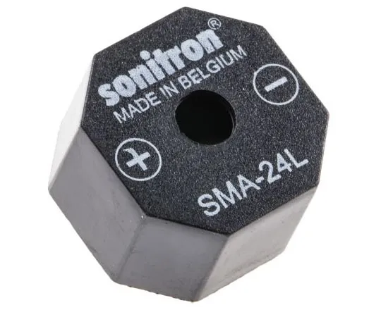 63-4716-70 Sonitron 1.5 → 15 V dc 98dB Through Hole Continuous Internal Piezo Buzzer, 2550 → 3450 Hz SMA-24L-P175