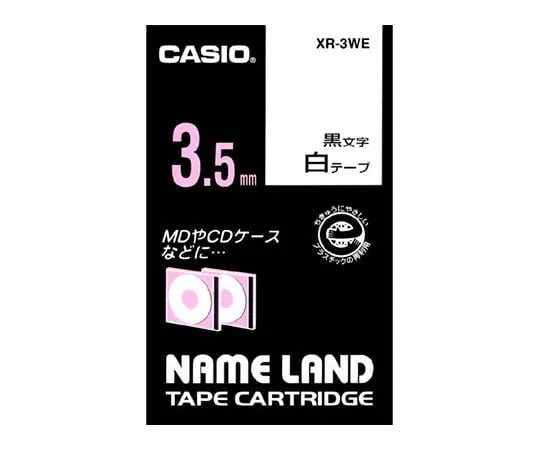 62-1062-27 Casio NAME LAND Label Printer Tape 3.5mm Width (White Ground/Black Characters) XR-3WE
