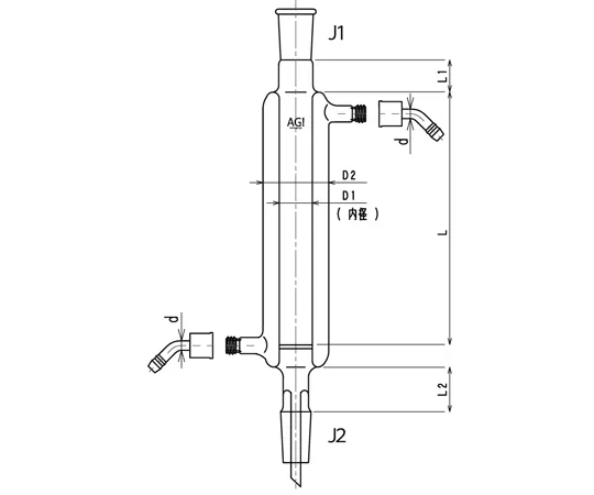 65-2346-38 Double Tube Chromatography Column with Joint (with Filter) Water Connector Specification Φ 10 L: 300 3830-10300-3L-W
