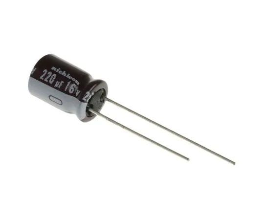 63-4845-60 Nichicon 220μF 16V dc Aluminium Electrolytic Capacitor, Through Hole 8 (Dia.) x 11.5mm +105°C 8mm 3.5mm UPS1C221MPD