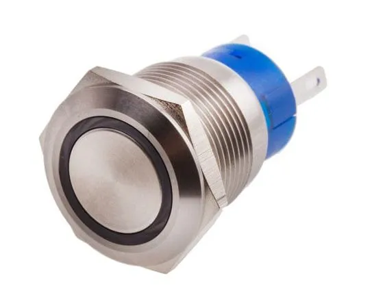 63-4660-82 RS PRO Single Pole Double Throw (SPDT) Momentary Blue LED Push Button Switch, IP67, 19.2 (Dia.)mm, Panel Mount, 250V ac 111-3783