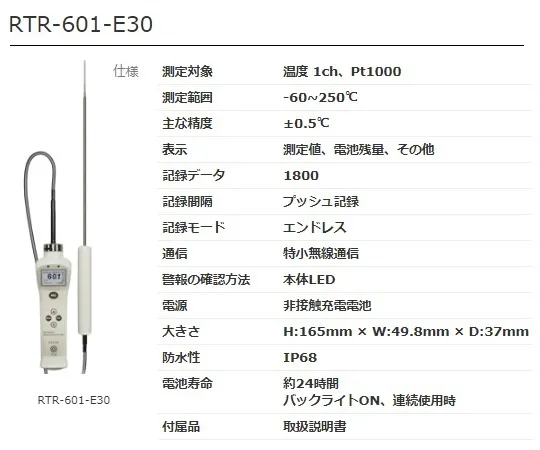 2-7309-14　［Discontinued］Temperature Data Logger　RTR-601-E30