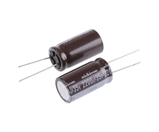 63-4845-82 Nichicon 2200μF 35V dc Aluminium Electrolytic Capacitor, Through Hole 16 (Dia.) x 31.5mm +105°C 16mm 7.5mm UPS1V222MHD