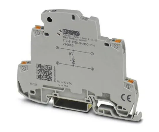 63-4687-29 Phoenix Contact TTC-6-TVSD-D-24DC-PT-I Series 30 V dc Maximum Voltage Rating Surge Protection Device, DIN Rail Mounting 2906851