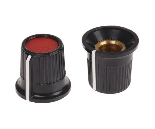 63-4748-13 RS Potentiometer Knob, Grub Screw Type, 16.2mm Knob Diameter, Black, Red, 6.35mm Shaft 259-6935