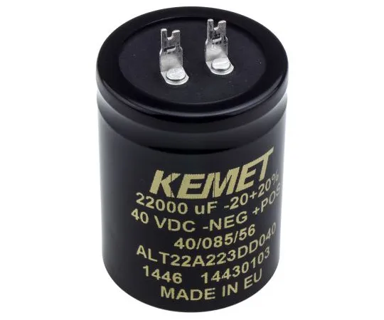 63-4767-11 KEMET 22000μF 40V dc Aluminium Electrolytic Capacitor, Flush Mount 40 x 55mm +85°C 40mm 55mm ALT22A223DD040