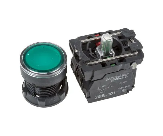 63-4889-65 Schneider Electric, Harmony XB5 Illuminated Green Round Push Button, NO/NC, 22mm Spring Return Screw XB5AW33B5