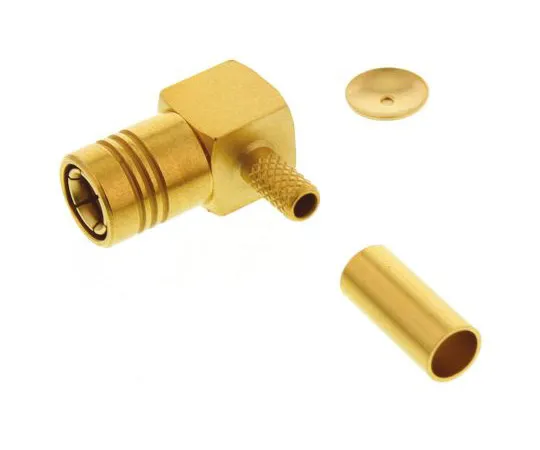 63-4755-44 Radiall Right Angle Cable Mount SMB Connector, 50Ω Impedance, Crimp Termination, RG179, RG187, RG188, RG316 cable type R114186000W