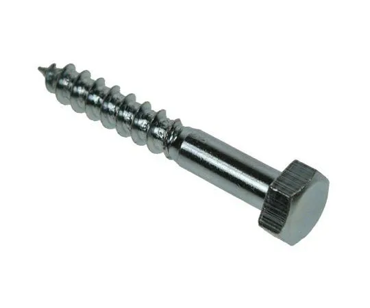 63-4691-11 Hex Steel Wood Screw Bright Zinc Plated, M10 Thread 144-3541