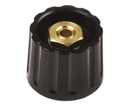 63-4800-76 RS Pro Potentiometer Knob, Collet Type, 21.3mm Knob Diameter, Black, 6.4mm Shaft 463-8463