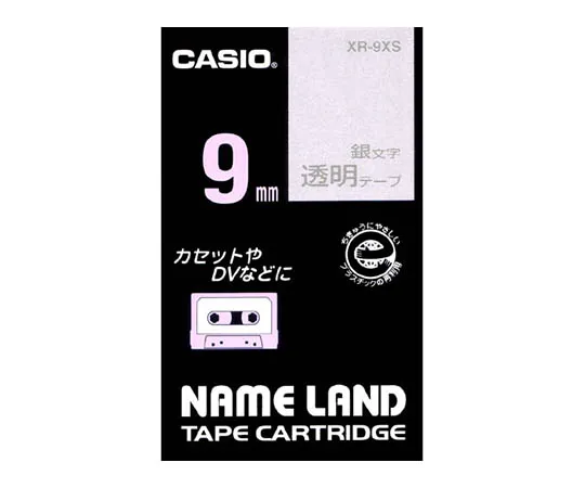 62-1062-99 Casio NAME LAND Label Printer Tape 9mm Width (Transparent Ground/Silver Characters) XR-9XS