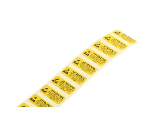 63-4774-15 RS PRO Yellow/Black Paper ESD Label, Attention-Text 25 mm x 10mm 364-3565