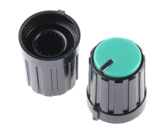 63-4805-53 RS Pro Potentiometer Knob, Push-On Type, 13.3mm Knob Diameter, Black, Splined Shaft Type, 6mm Shaft 467-5945